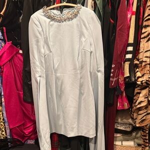 Long draped sleeves Lavish Alice mini dress baby blue size 6